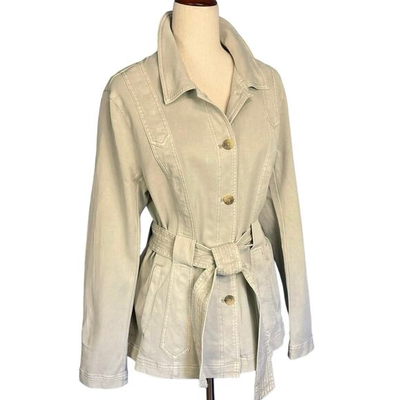 ANTHROPOLOGIE Cadet Belted Jacket in Stone Cream Size 12 - Picture 7 of 12